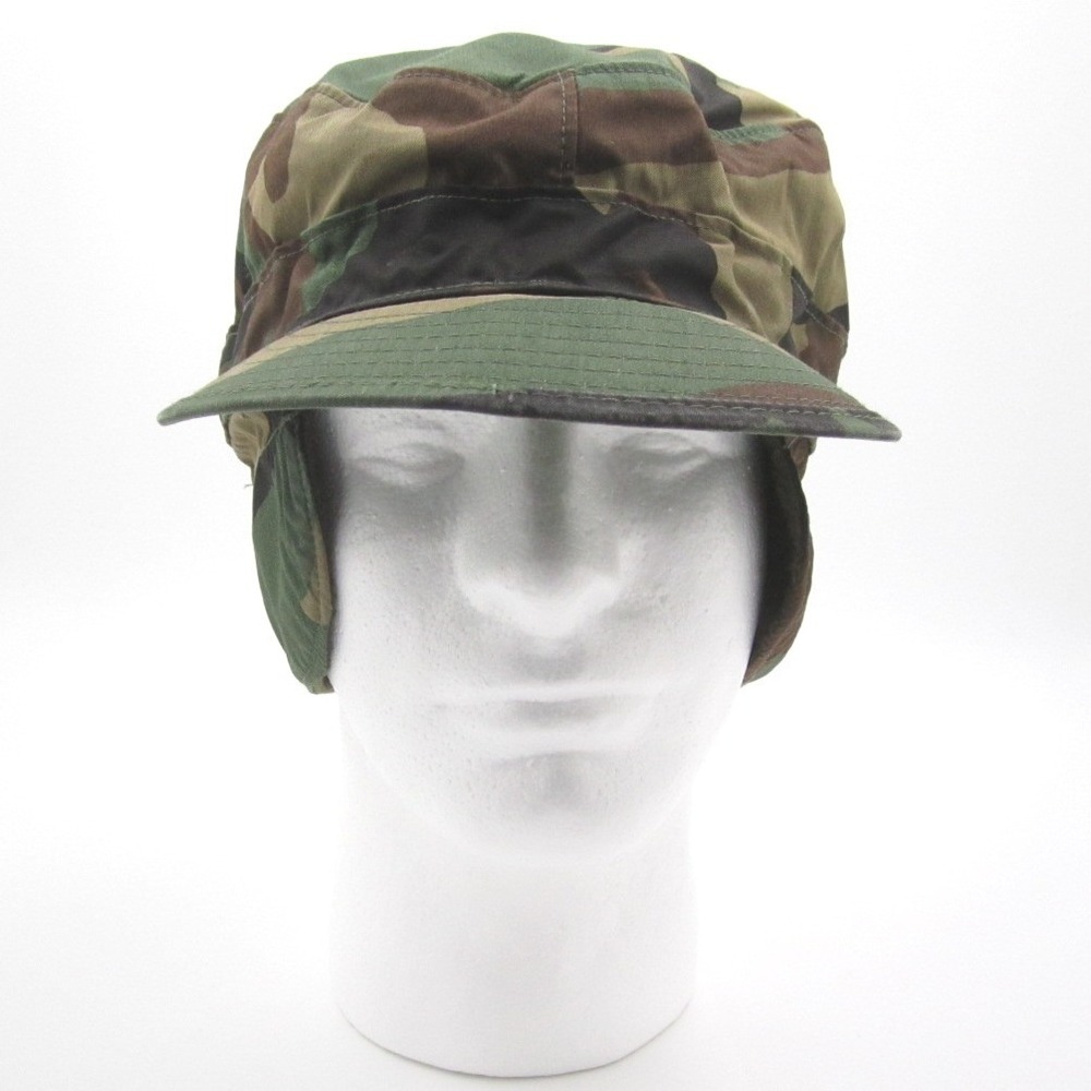 Vtg 1989 USGI Woodland Camo Patrol Cap Hat Ear Flaps 7 5/8 Propper DLA100 (D)